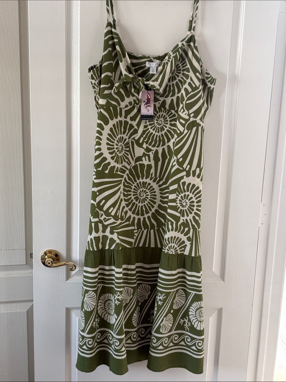 NWT SOFIA VERGARA Sleeveless Olive Green Printed Midi Sun Dress SZ XXXL 22